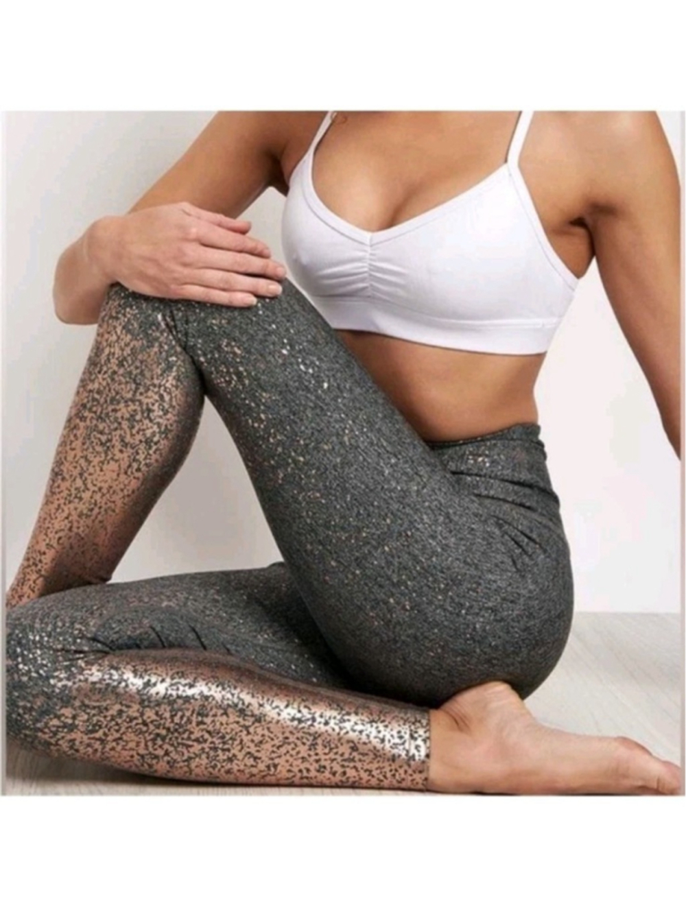 Beyond Yoga Alloy Ombre Speckled Midi Leggings Womens Metallic Sz M